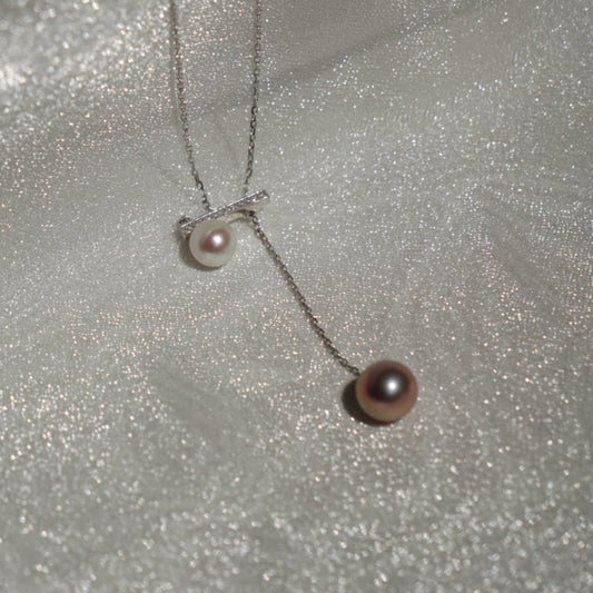 Purple & White Drop Necklace