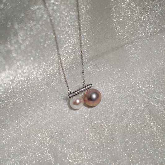 Purple & White Drop Necklace