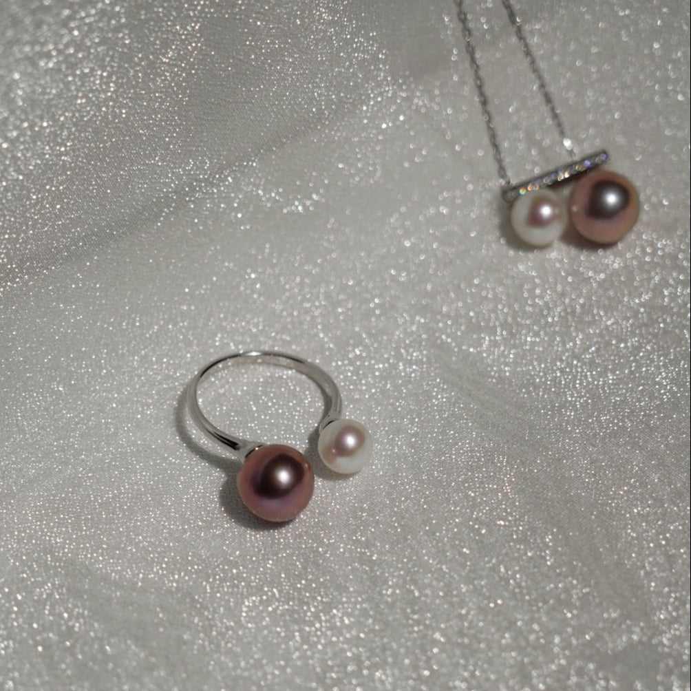 Purple & White Pearl Ring