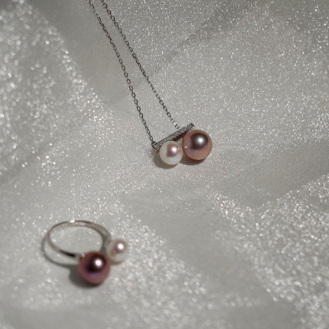 Purple & White Drop Necklace