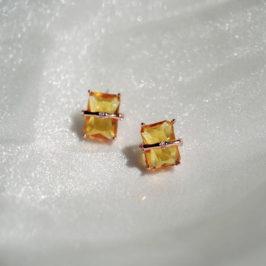 Yellow Cube Earring
