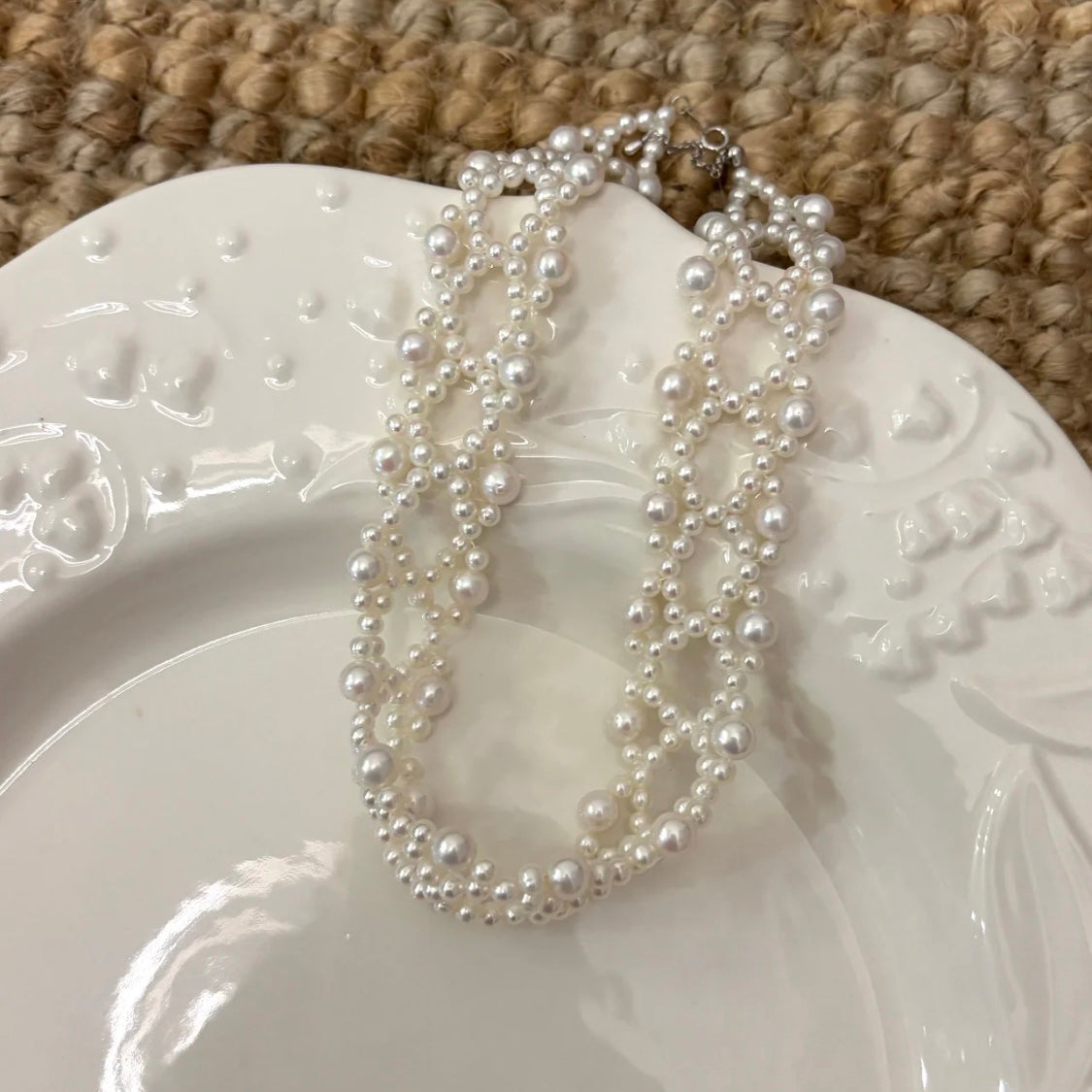 Woven Pearl Couture Necklace