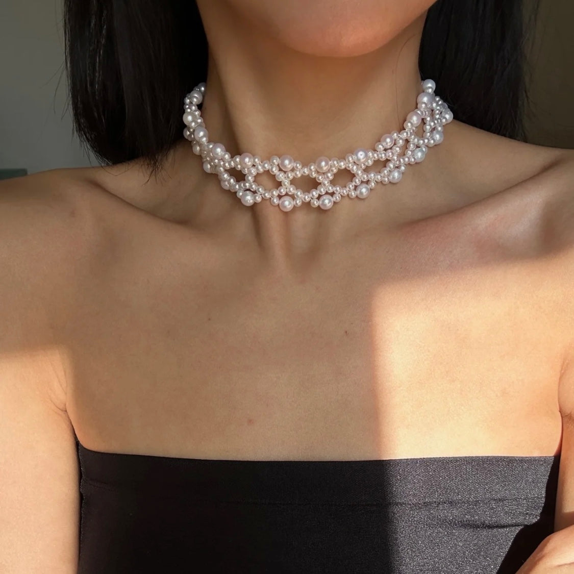 Woven Pearl Couture Necklace