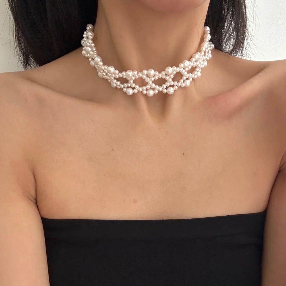 Woven Pearl Couture Necklace