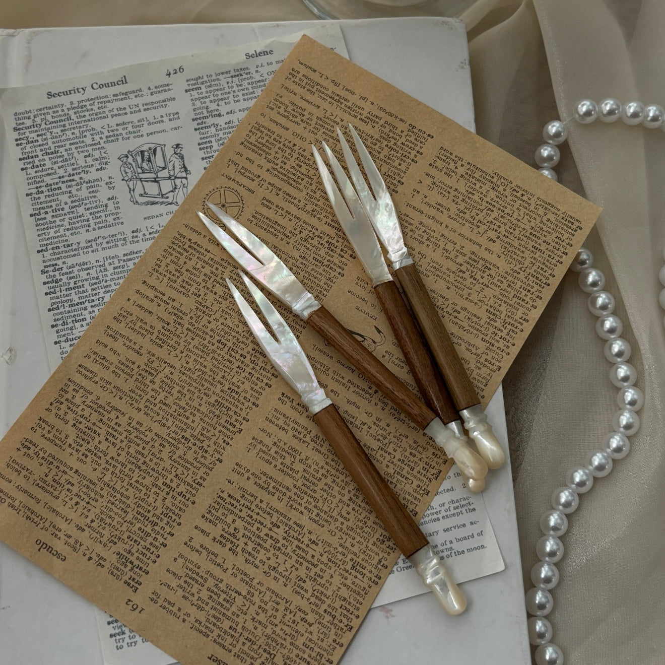 Shell & Wood Cocktail Fork