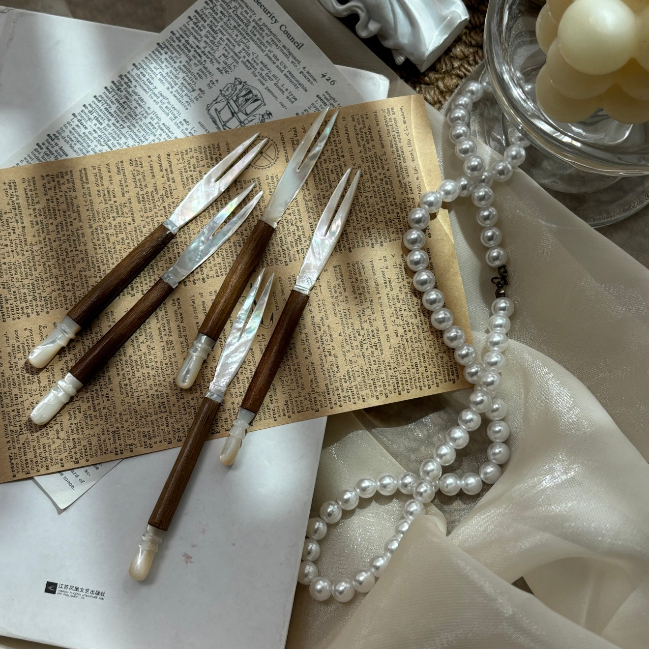 Shell & Wood Cocktail Fork