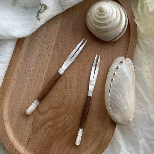 Shell & Wood Cocktail Fork