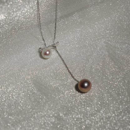 Purple & White Drop Necklace