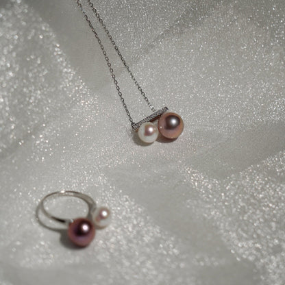 Purple & White Drop Necklace