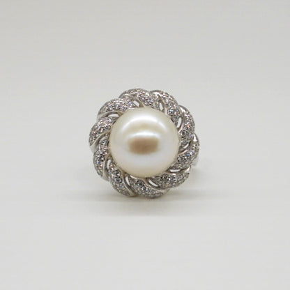 Twist-Flower Freshwater Pearl Ring