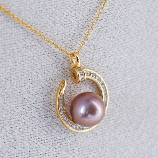 Crescent Purple Pearl Necklace