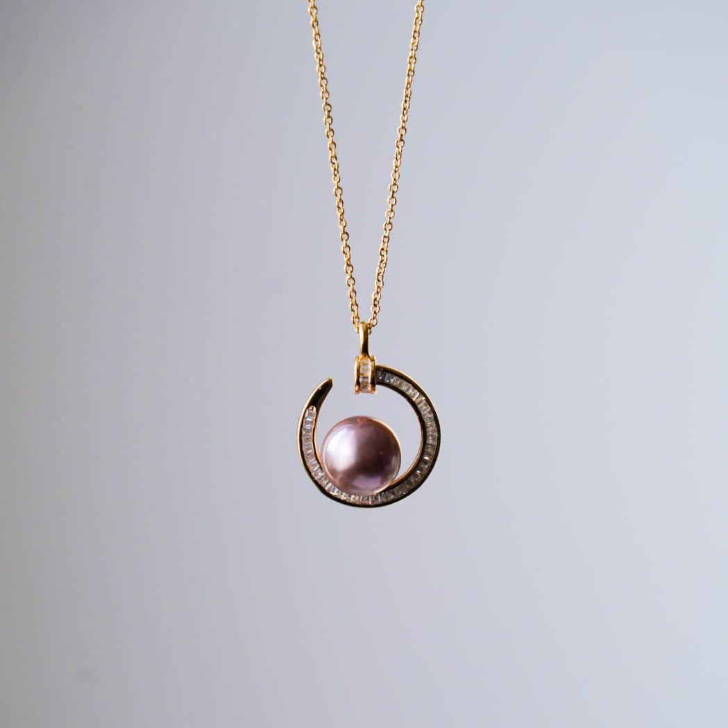 Crescent Purple Pearl Necklace