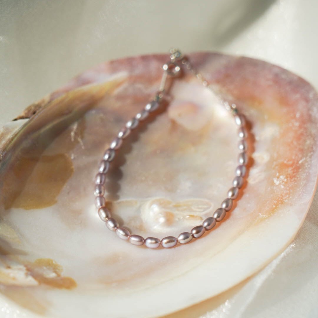 Oval Purple Baby Pearl Bracelet