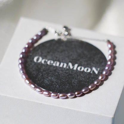 Oval Purple Baby Pearl Bracelet