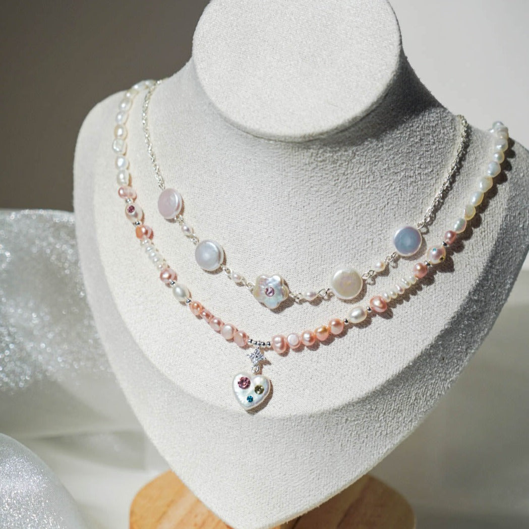 Crystal Flower Baroque Pearl Necklace