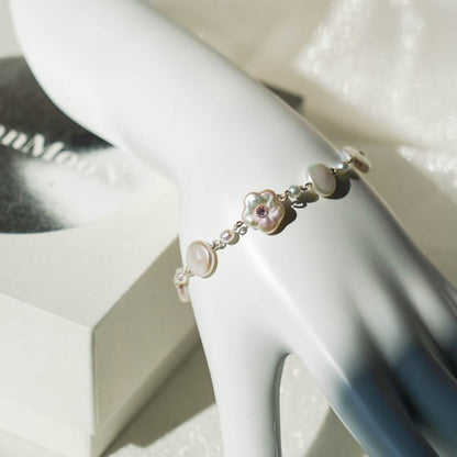 Crystal Flower Baroque Pearl Bracelet