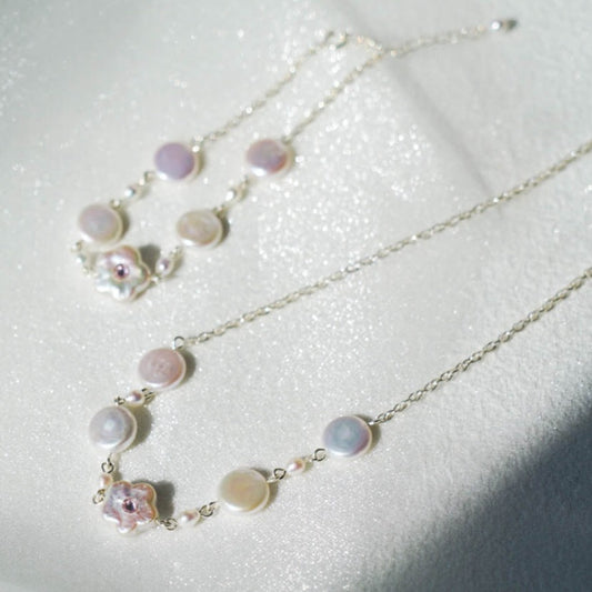 Crystal Flower Baroque Pearl Necklace