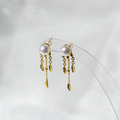 Feather Tassels Pearl Earring