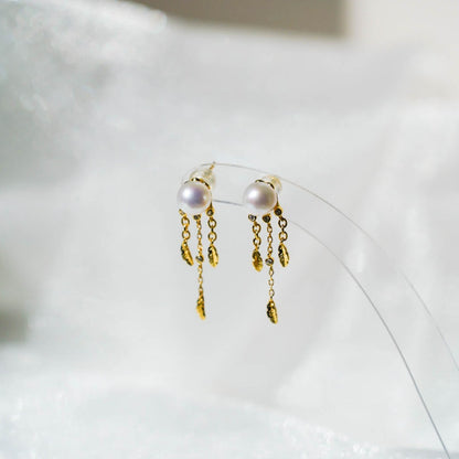 Feather Tassels Pearl Earring