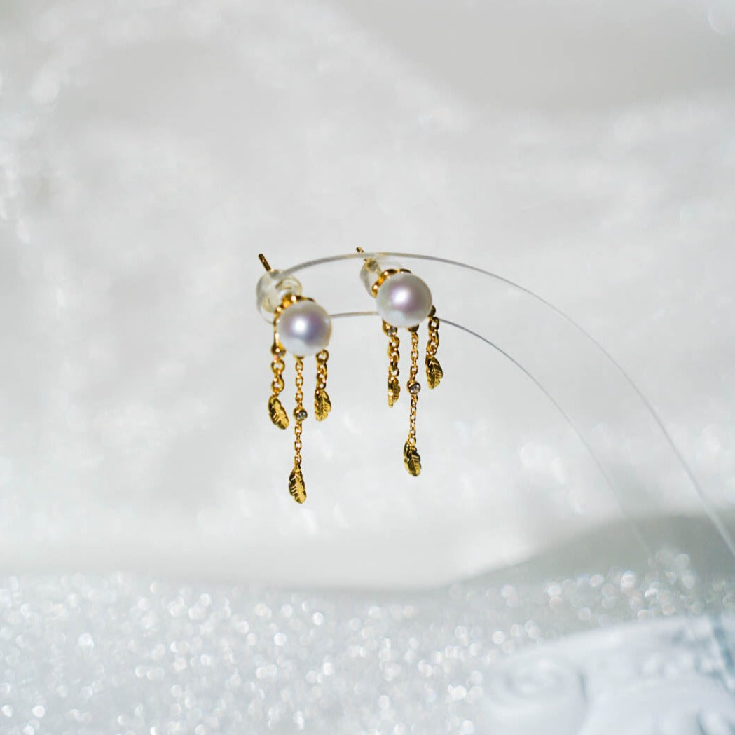 Feather Tassels Pearl Earring