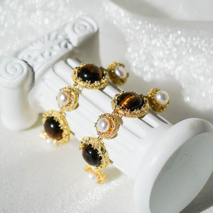 Amber Pearl Earring