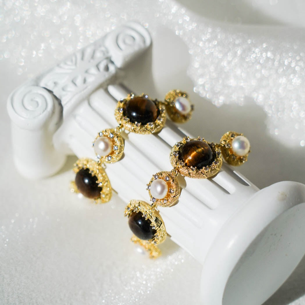 Amber Pearl Earring