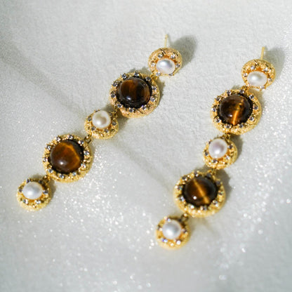 Amber Pearl Earring