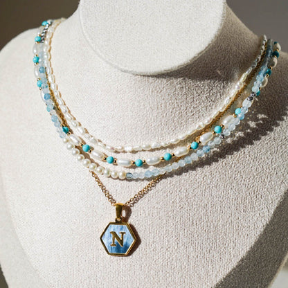 Aquamarine Pearl Necklace