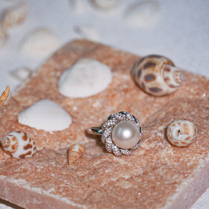 Twist-Flower Freshwater Pearl Ring