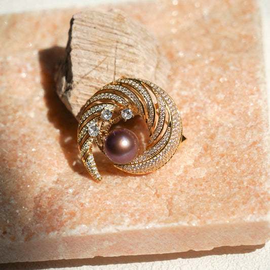 Purple Pearl Brooch