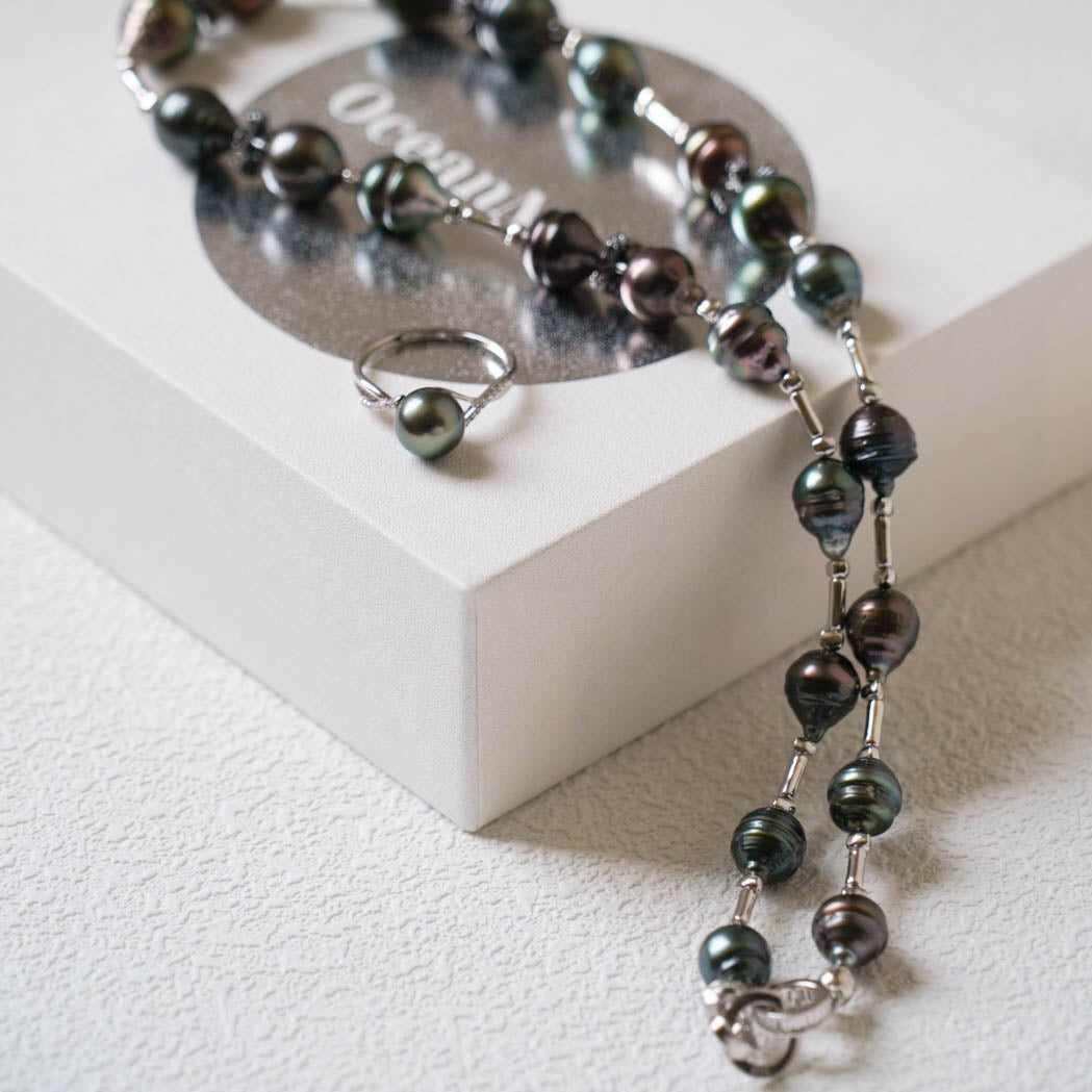 Cross Heart Tahitian Baroque Pearl Necklace