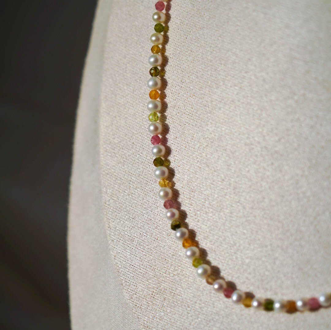 Tourmaline Colours Baby Pearl Necklace