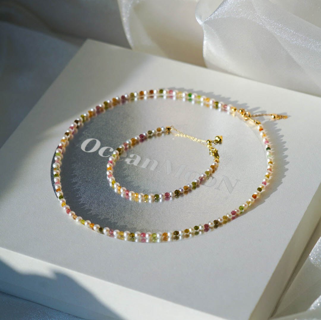 Tourmaline Colours Baby Pearl Necklace