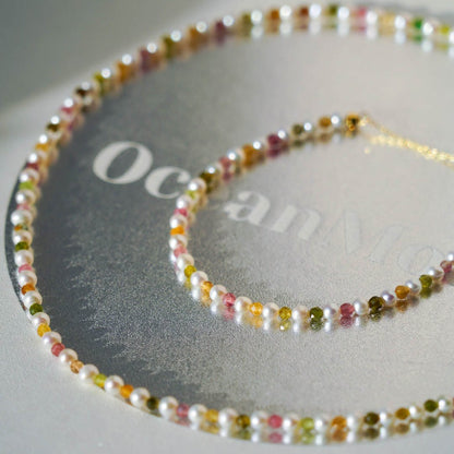 Tourmaline Colours Baby Pearl Necklace