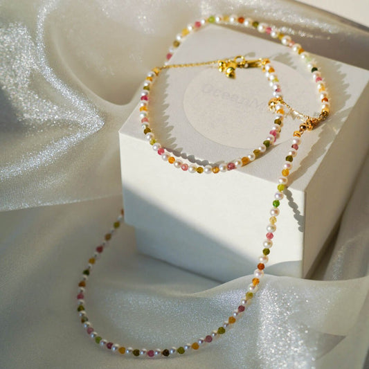 Tourmaline Colours Baby Pearl Necklace