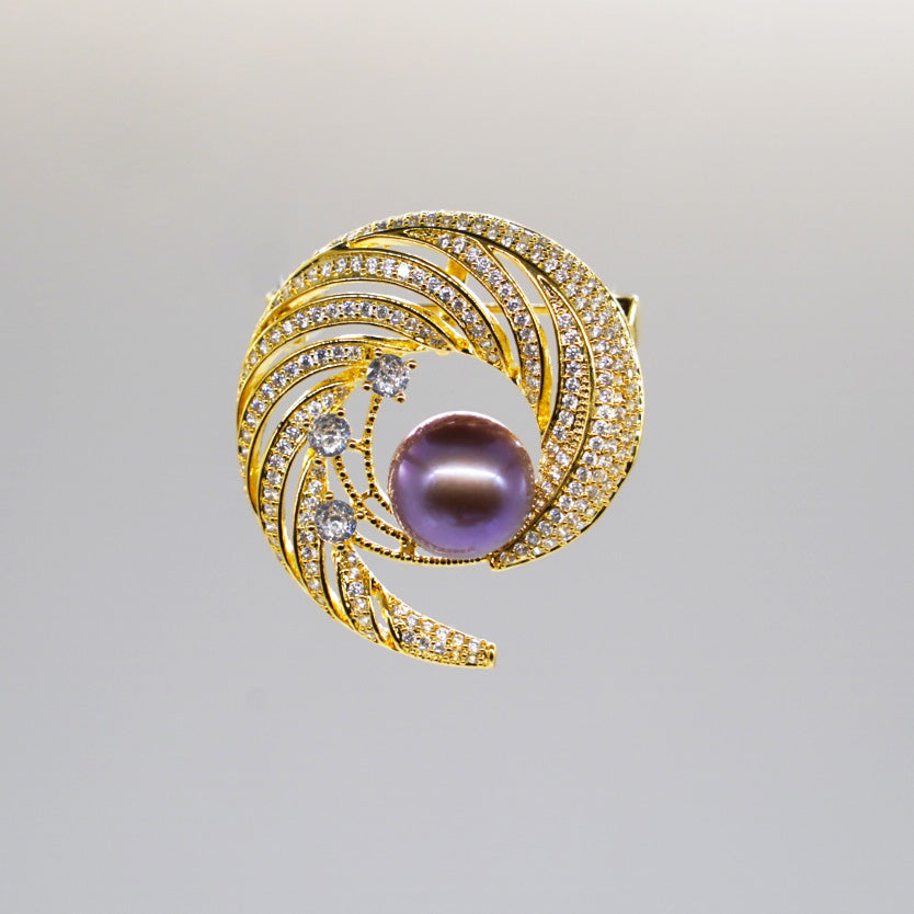 Purple Pearl Brooch