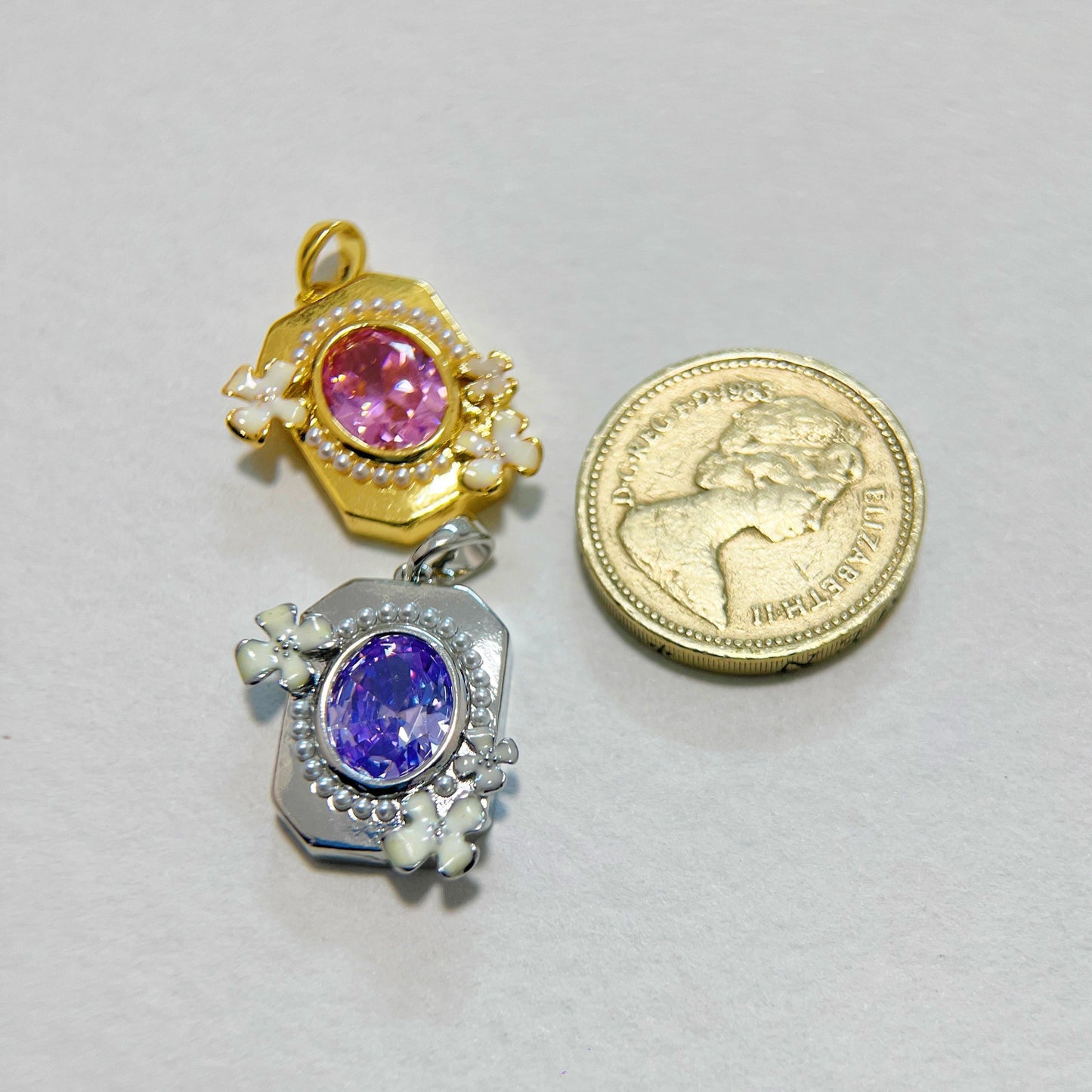 Gem Square Flower Charm