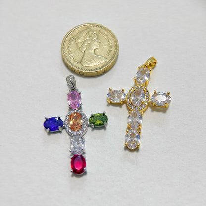 Gem Cross Charm