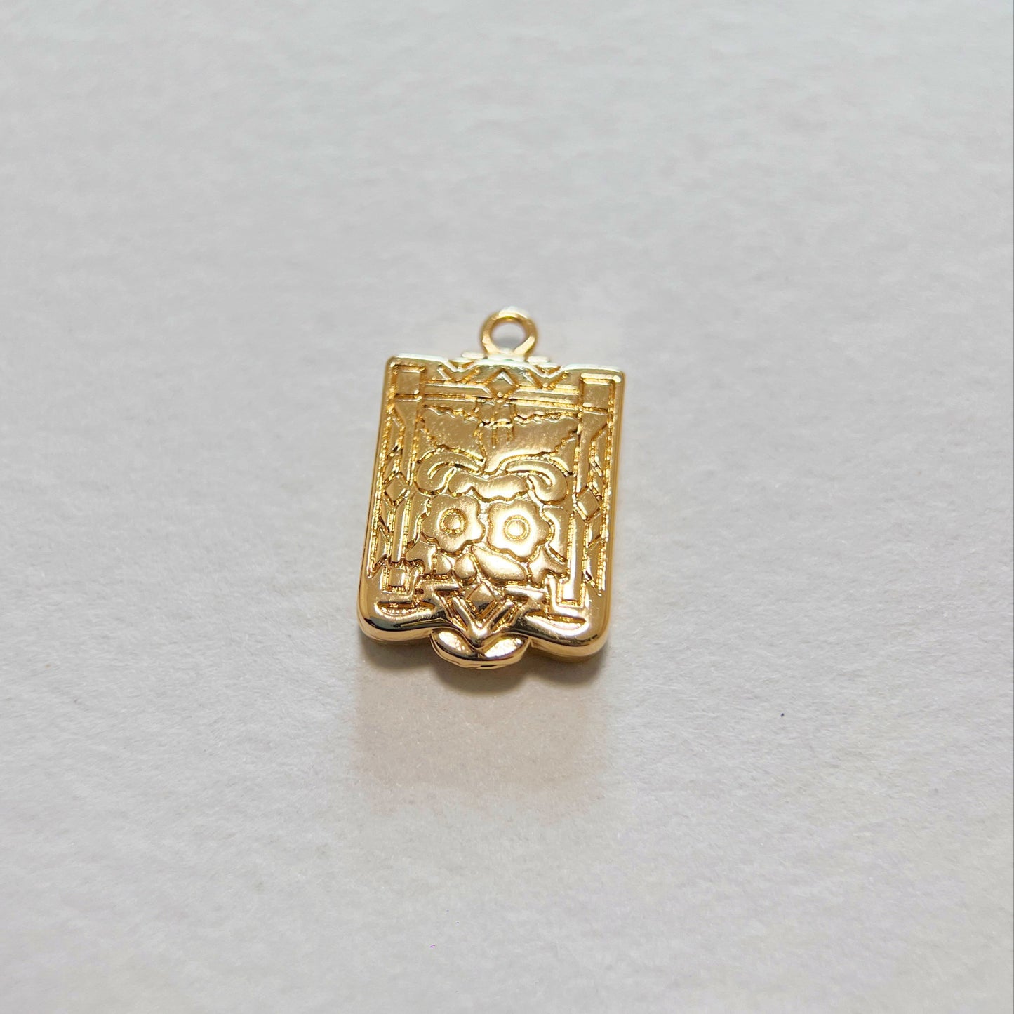 Floral Square Locket Charm