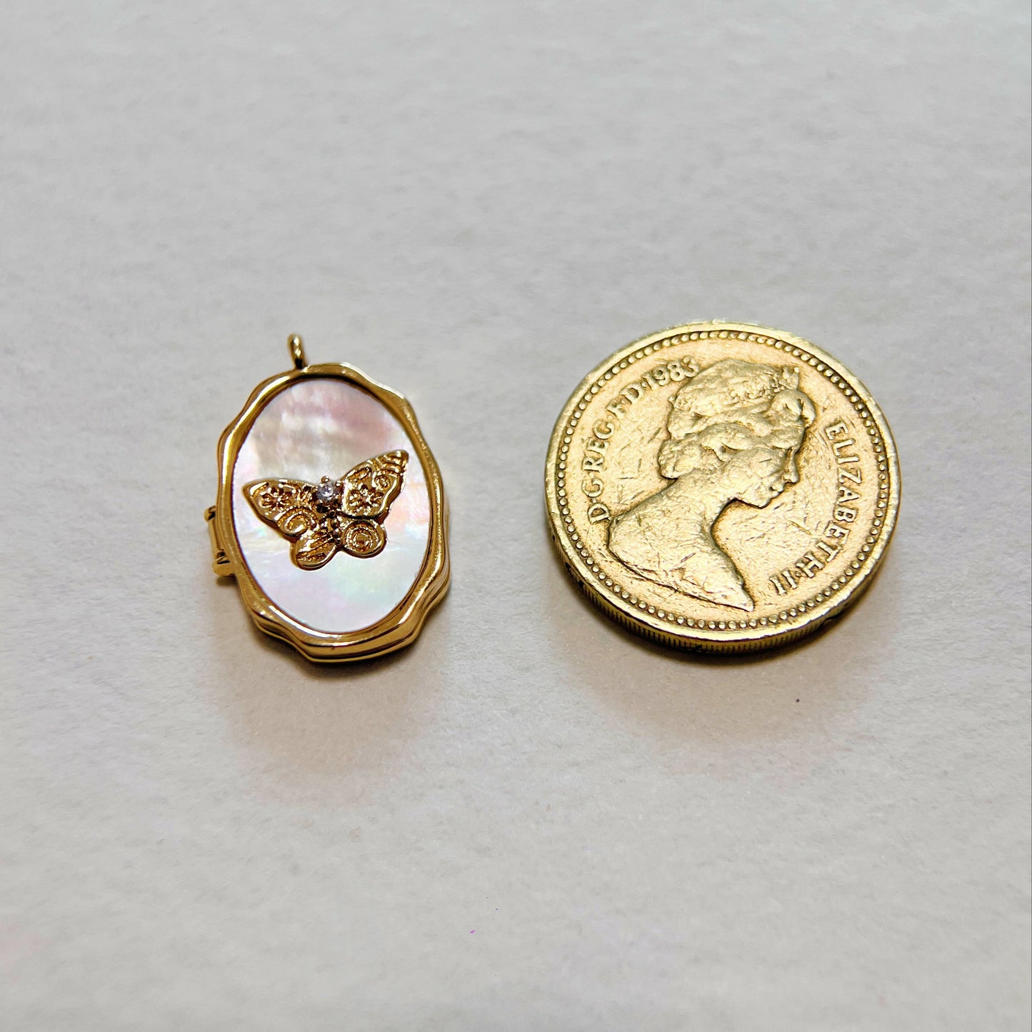 Butterfly Shell Locket Charm