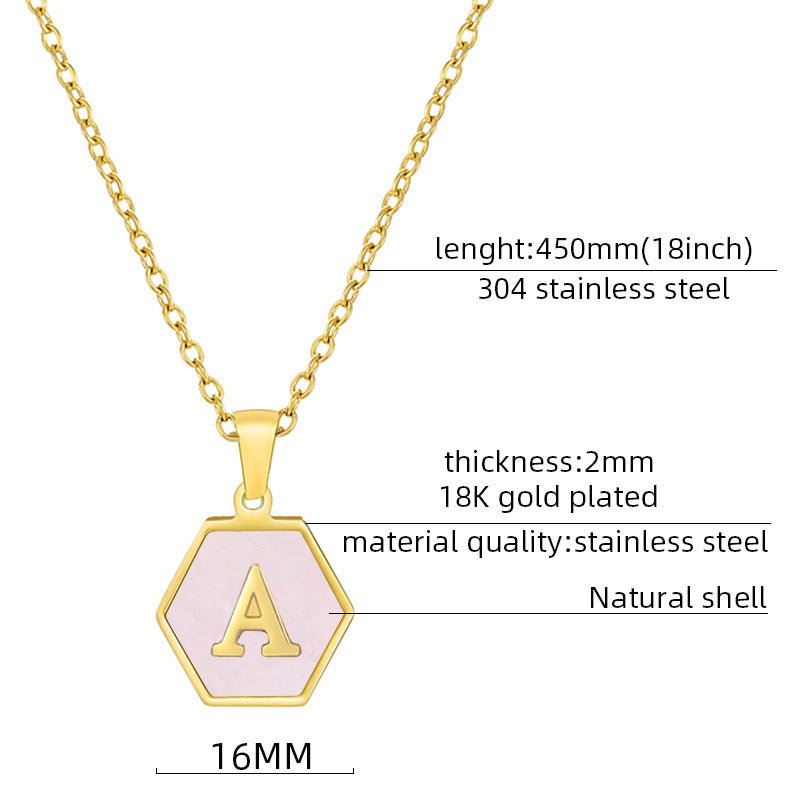 Hexagonal Shell Initials Necklace