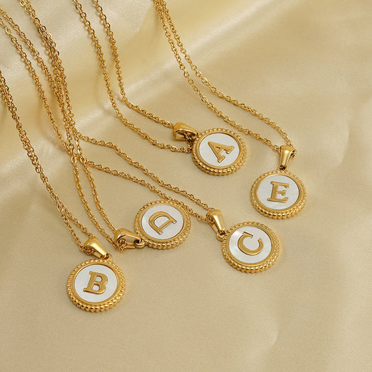 Round Shell Initials Necklace