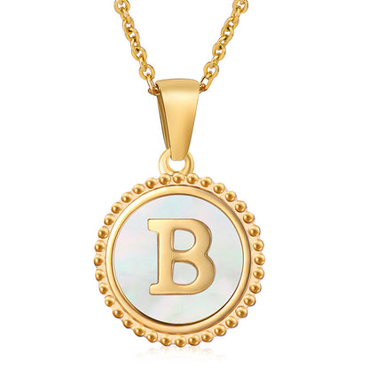 Round Shell Initials Necklace