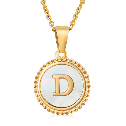 Round Shell Initials Necklace