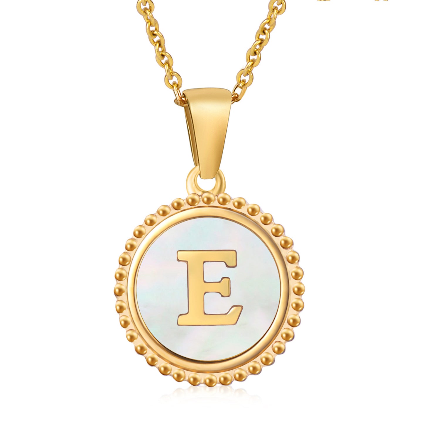 Round Shell Initials Necklace