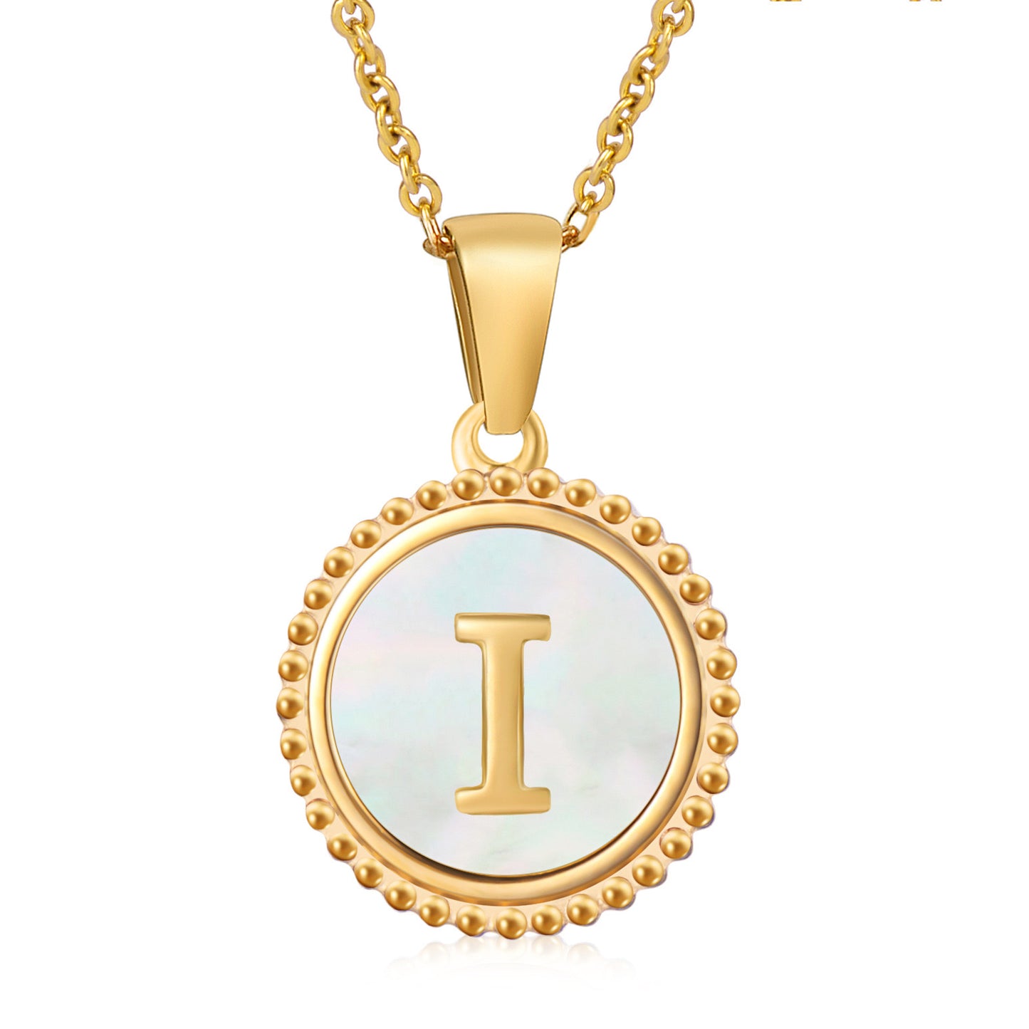 Round Shell Initials Necklace