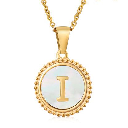 Round Shell Initials Necklace