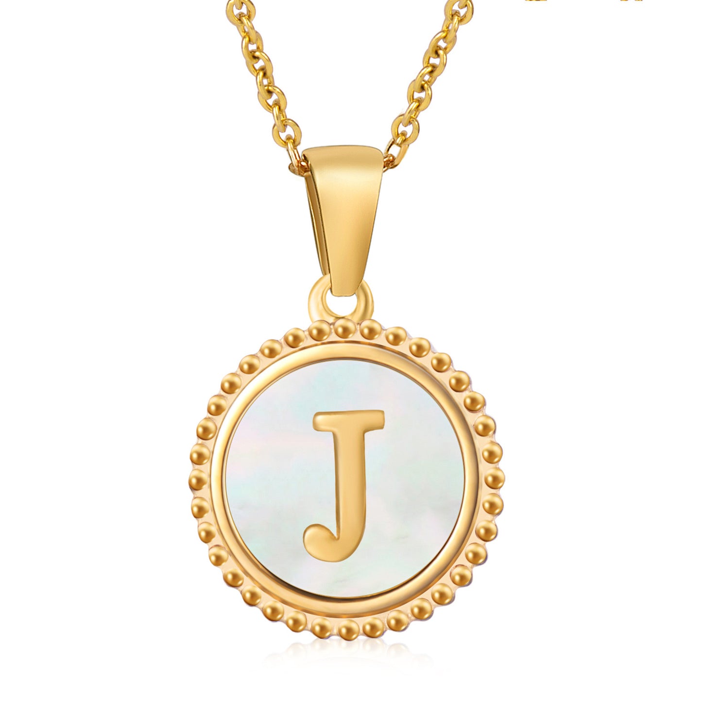 Round Shell Initials Necklace