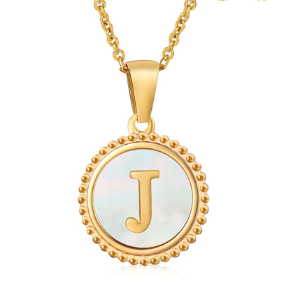 Round Shell Initials Necklace