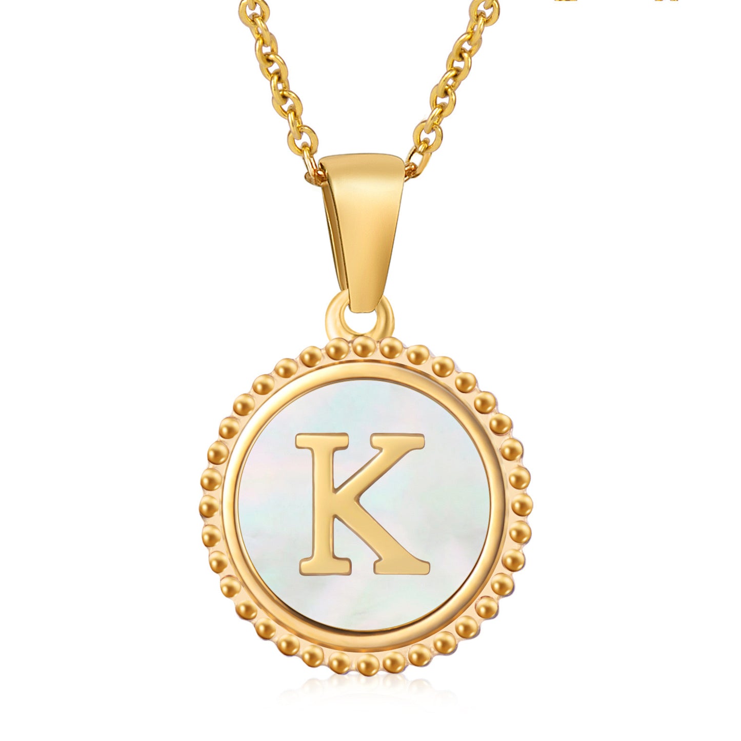 Round Shell Initials Necklace